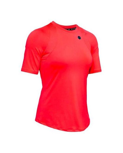 Under Armour Red (Wmns) Rush Training Sports Splicing Breathable Short Sleeve
