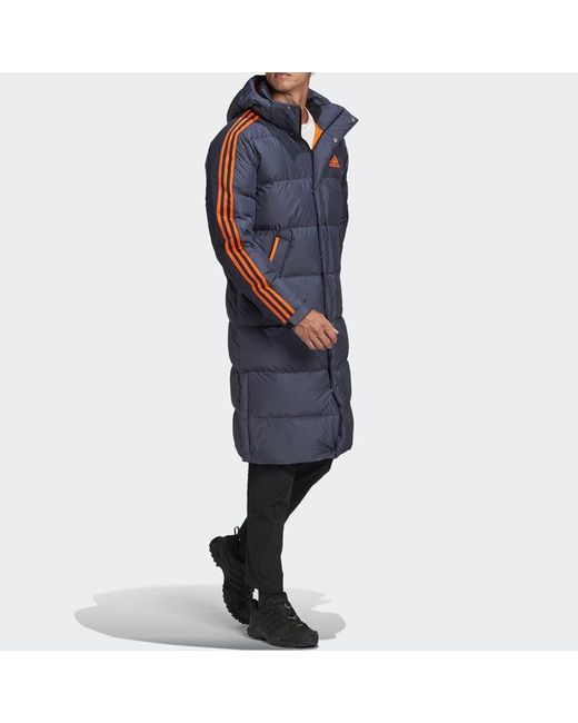 Adidas Blue 3St Long Coat Outdoor Sports Detachable Hooded Down Jacket for men