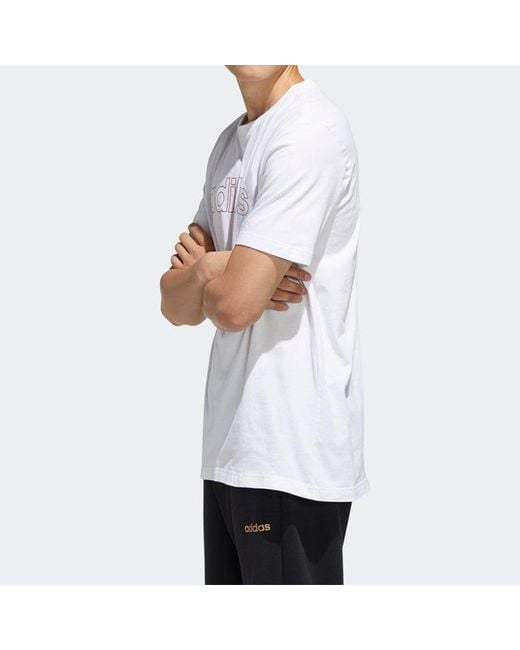 Adidas White M Ess Br Tee Sports Stylish Round Neck Short Sleeve for men