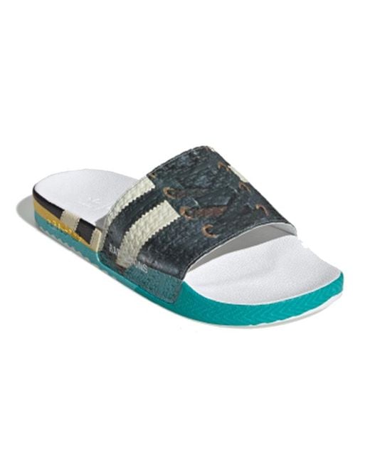 Adidas Blue X Raf Simons Samba Adilette Slides 'Trompe L'Oeil' for men