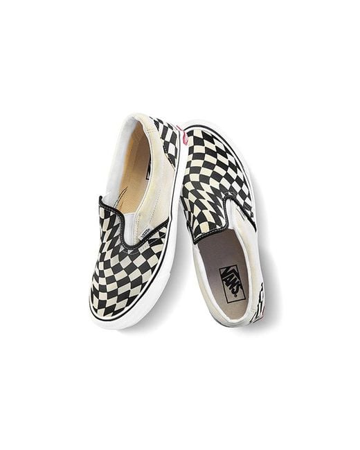 Vans White Classic Slip-On Twist 'Warp Checker' for men