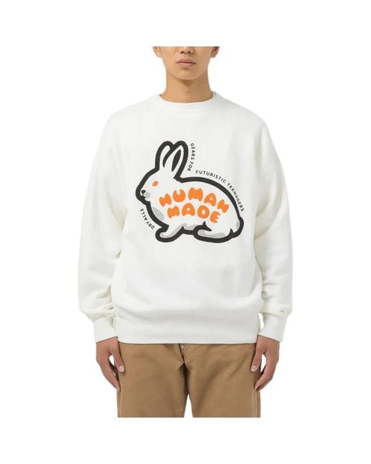 Human Made White Crewneck Rabbit Sweatshirt for men