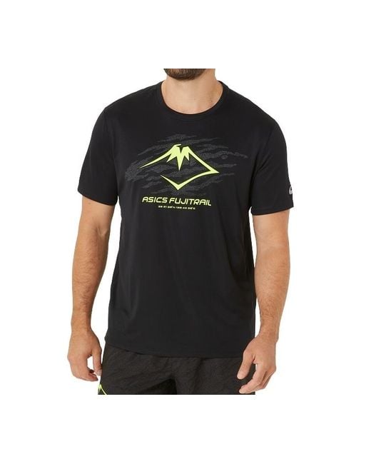 Asics Black Fujitrail Running T-Shirt for men