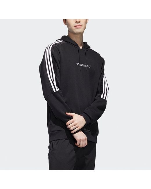 Adidas Blue Neo Cs Velour Hdy Sports Hooded Long Sleeves Pullover for men