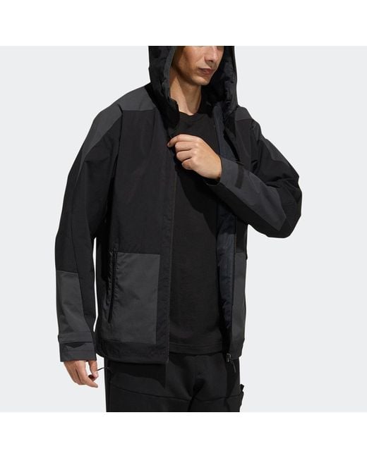 Adidas Blue Sports Training Woven Windproof Hooded Logo Jacket for men