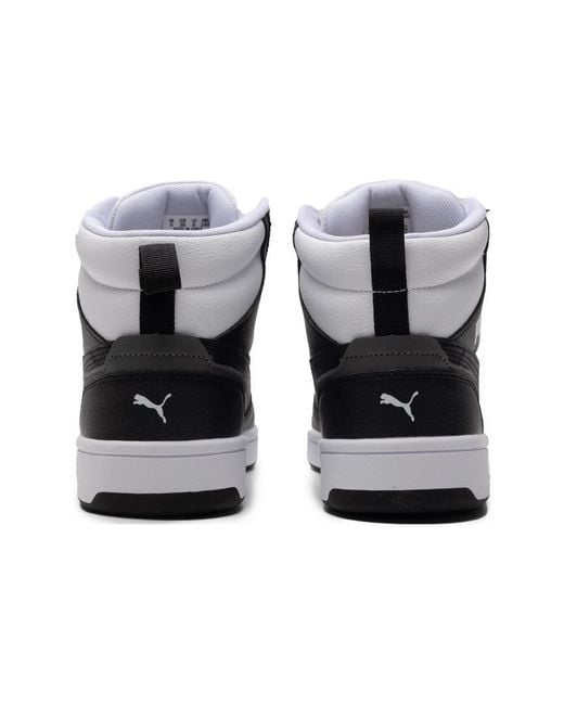 PUMA Black Rebound V6 Mid Top Sneakers for men