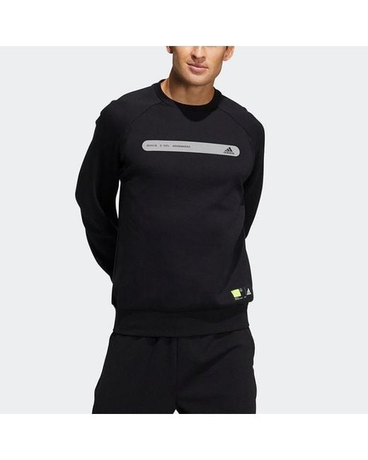 Adidas Black Th Swt Dk Ref Logo Printing Sports Pullover Round Neck for men