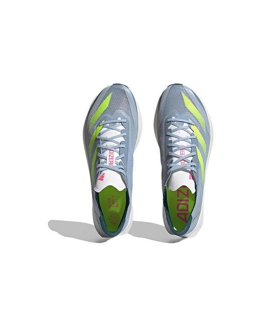 Adidas Blue Adizero Adios 8 Shoes 'Wonder Lucid Lemon' for men