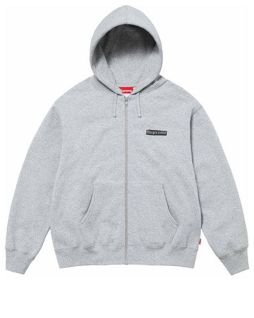 Supreme Gray Spread Zip Up Hooded Sweatshirt for men