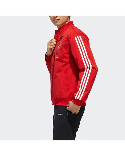 Adidas Red Neo X Disney Crossover Printing Casual Sports Jacket for men