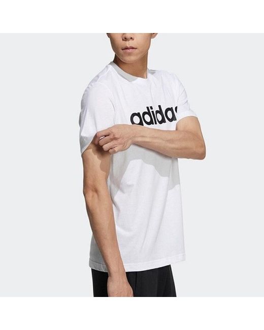 Adidas White Neo M Ce Logo T1 Logo Printing Sports Round Neck Training Short Sleeve for men