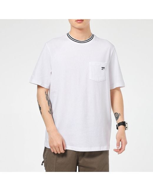 PUMA White Downtown Pocket T-Shirt for men