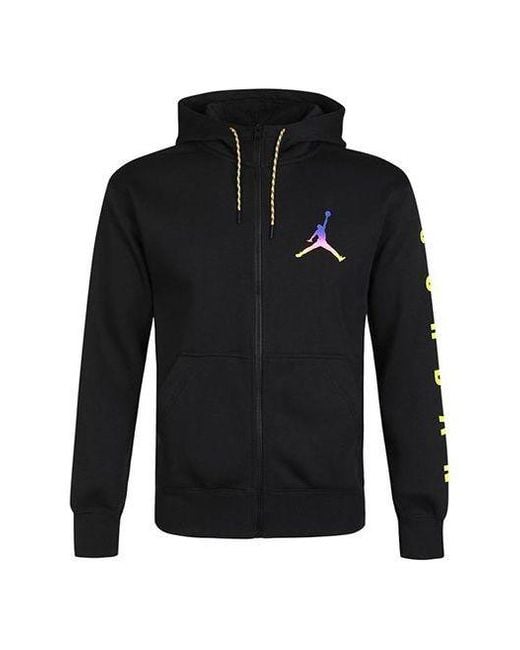 Nike Black Solid Color Athletic Fleece Lined Zipper Hooded Jacket for men