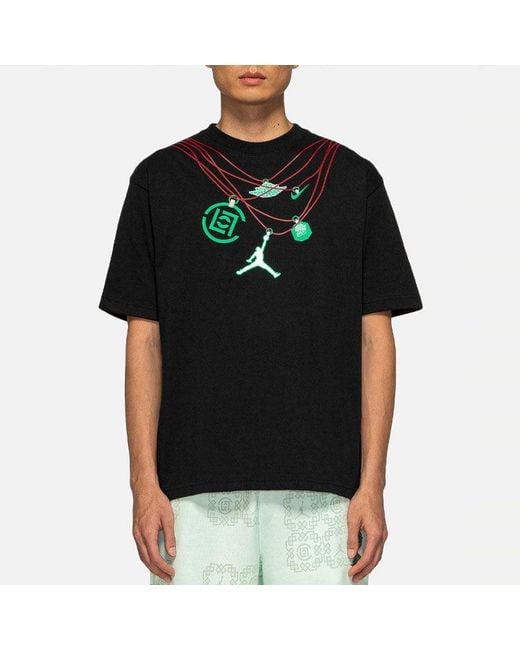 Nike Black X Clot Crossover China Printing Alphabet Logo Round Neck Pullover Short Sleeve Asia Edition for men