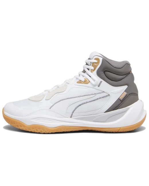 PUMA White Playmaker Pro Mid Trophies for men