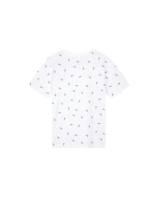 Nike White Logo Full Print Round Neck Pullover Short Sleeve T-Shirt for men