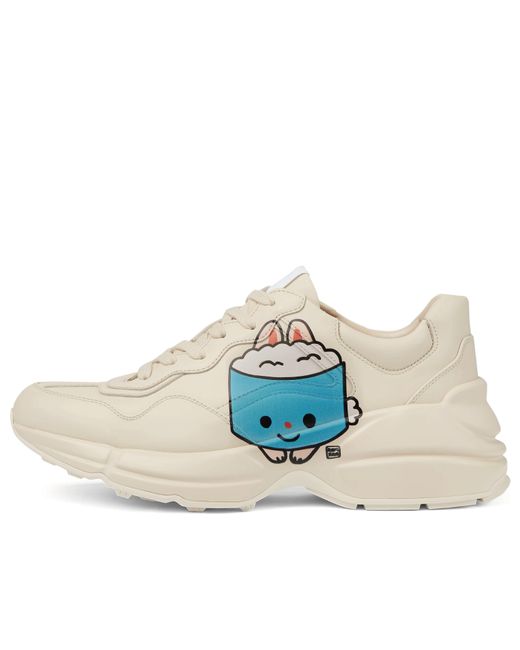 Gucci Blue (Wmns) Kawaii Rhyton Leather Sneakers 'Cream'