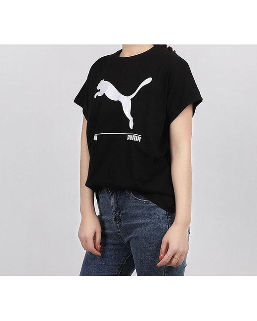 PUMA Black (Wmns) Large Logo Short Sleeve