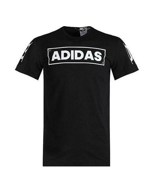 Adidas Black Adi 360 Logo Printing Sports Round Neck Short Sleeve for men