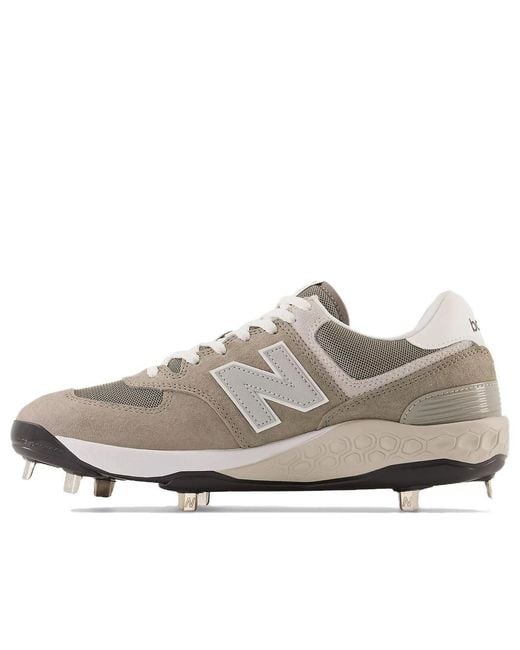 New Balance White Fresh Foam X 574 Cleat 'Shark Skin' for men