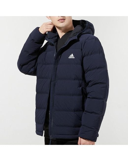 Adidas Blue Helionic S H J Outdoor Sports Hooded Down Jacket for men