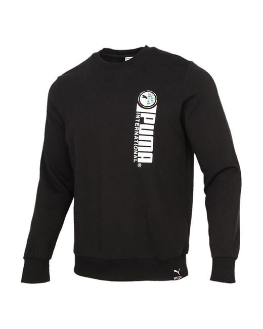 PUMA Black Alphabet Printing Sports Round Neck Pullover for men