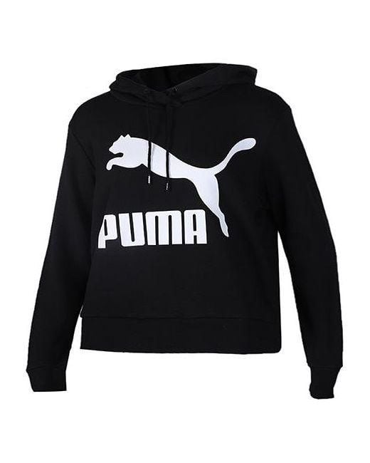 PUMA Black (Wmns) Classics Logo Hoody Knitting Pullover Fleece