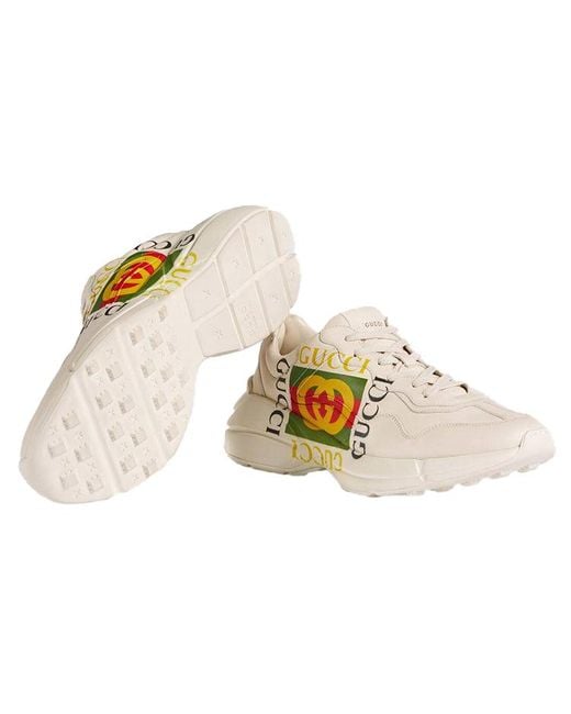 Gucci White Rhyton Leather Sneaker 'Vintage Logo' for men