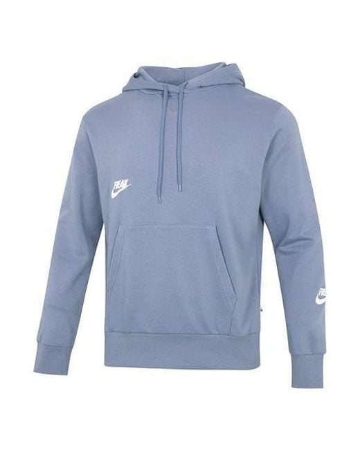 Nike Blue Logo Printing Drawstring Hooded Casual for men