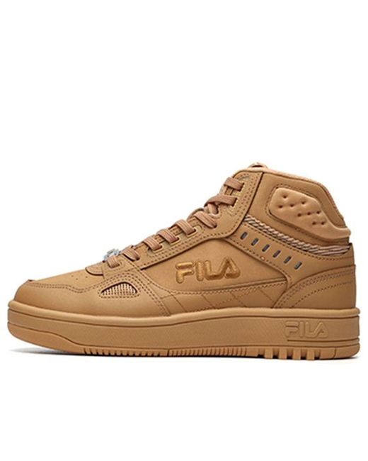 Fila High Top Retro Basketball Shoes Clay Yellow in Brown | Lyst