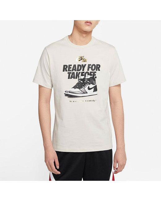 Nike White Alphabet Shoe Printing Round Neck Casual Short Sleeve for men