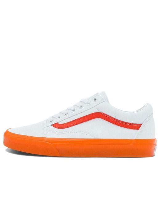 Vans Old Skool Casual Low Top Skate Shoes Small Orange Side Stripe 'white'  | Lyst