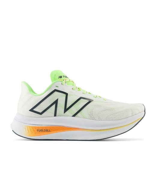New Balance White Fuelcell Supercomp Trainer V2 Lime Hot Mango' for men
