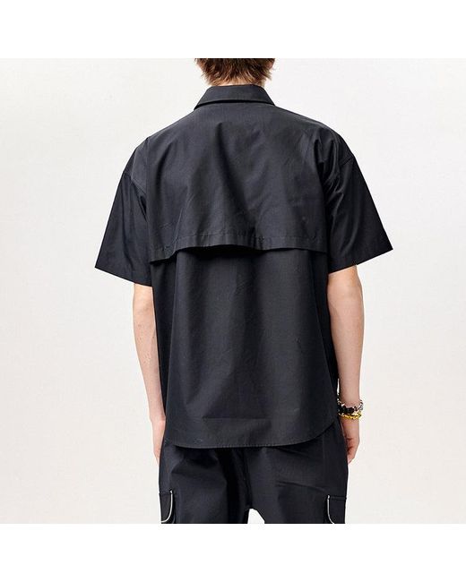 Fila Black Woven Pocket Cargo Short Sleeve Shirt for men