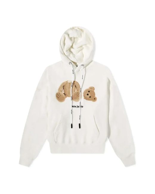 Palm Angels White Kill The Bear Popover Hoodie for men