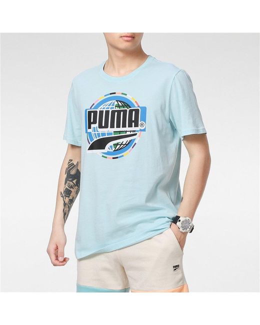 PUMA Blue Graphic T-Shirt for men