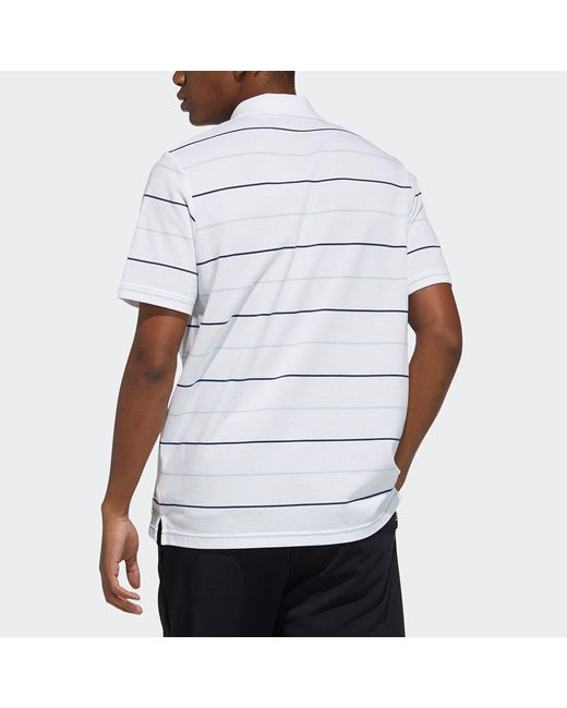 Adidas White Striped Sports Casual Short Sleeve Polo Shirt for men