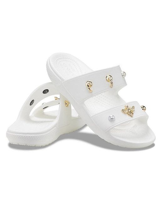 CROCSTM White (Wmns) Soft Sole Cozy Outdoor Flat Heel Sports Slippers