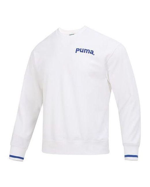 PUMA White Team Crew Tr Logo Long Sleeve Sweater for men