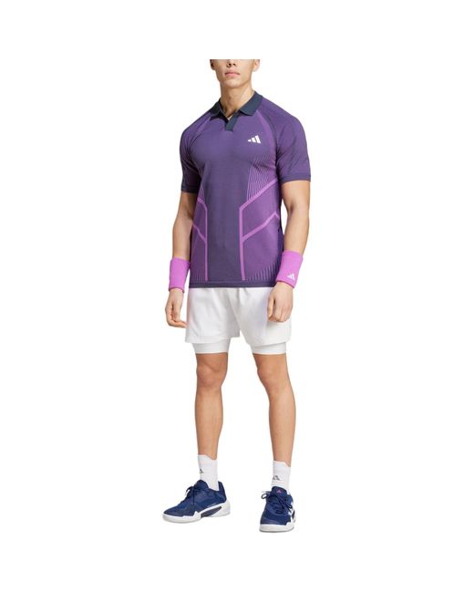Adidas Purple Tennis Pro Seamless Aeroready Freelift Polo Shirt Asia Sizing for men