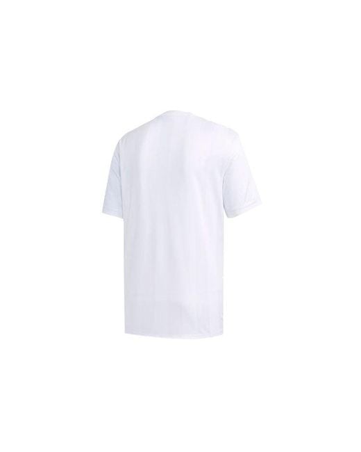 Adidas White Neo Logo Printing Sports Round Neck Short Sleeve T-Shirt for men