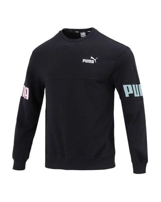 PUMA Blue Casual Round Neck Pullover Printing Long Sleeves for men