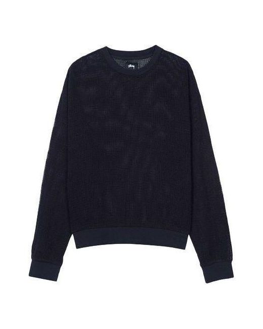 Stussy Blue Pig. Dyed Cotton Mesh Crew for men