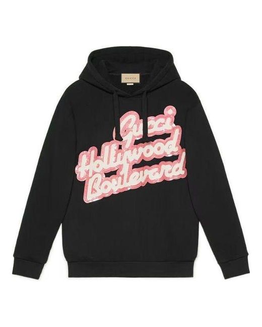 Gucci Black Hollywood Boulevard Sequinned Hooded Sweatshirt