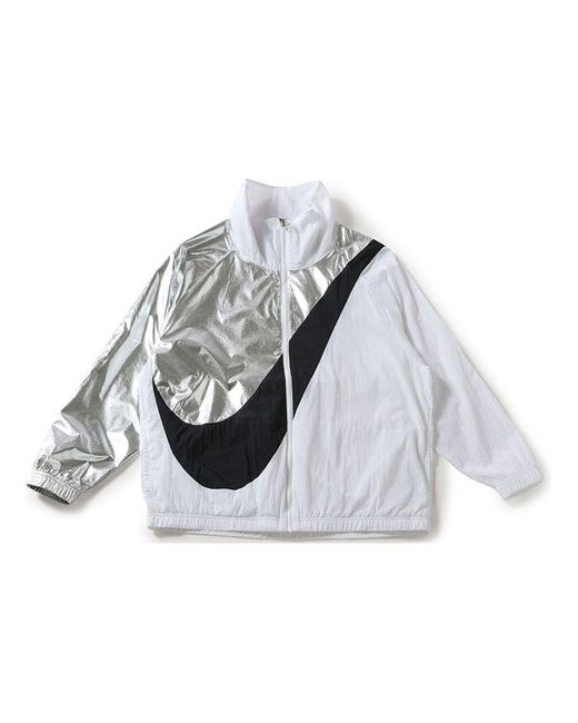 Nike Gray Swoosh Jacket Woven Cb Gel Large Multicolor Splicing