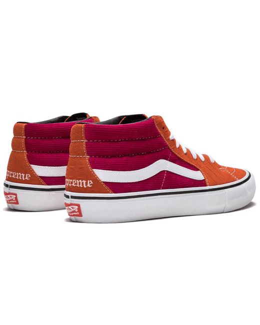 Vans Red Supreme X Sk8-Mid Pro 'Corduroy Croc' for men