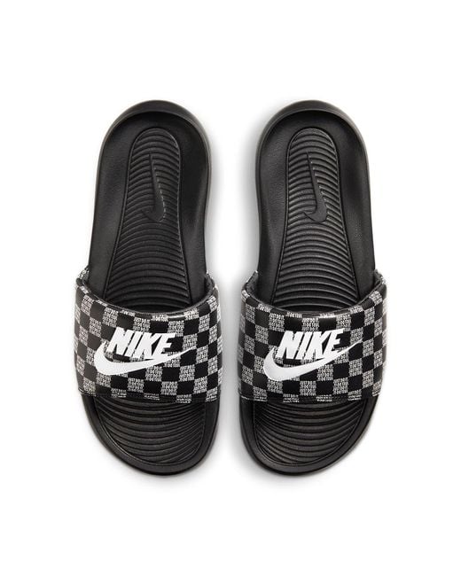 Nike Black Victori One Printed Slide 'Just Do It Checker' for men