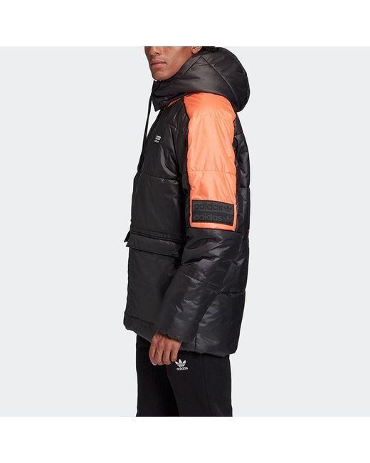 Adidas Black Originals R.Y.V. Padded Stay Warm Colorblock Sports Mid-Length Hooded Padded Jacket for men