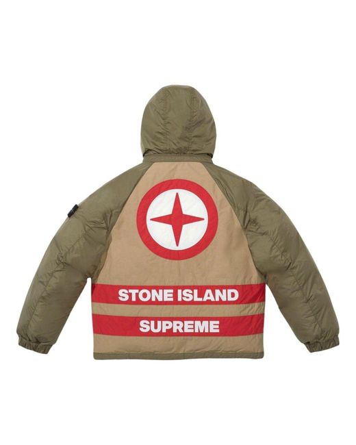 Supreme Green X Stone Island Fw23 Week10 Reversible Down Puffer Jacket for men