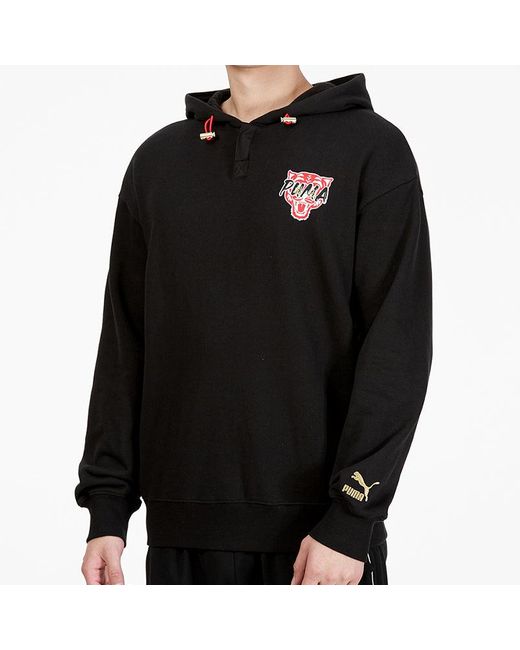 PUMA Black Logo Printing Round-Neck Sweatshirt for men